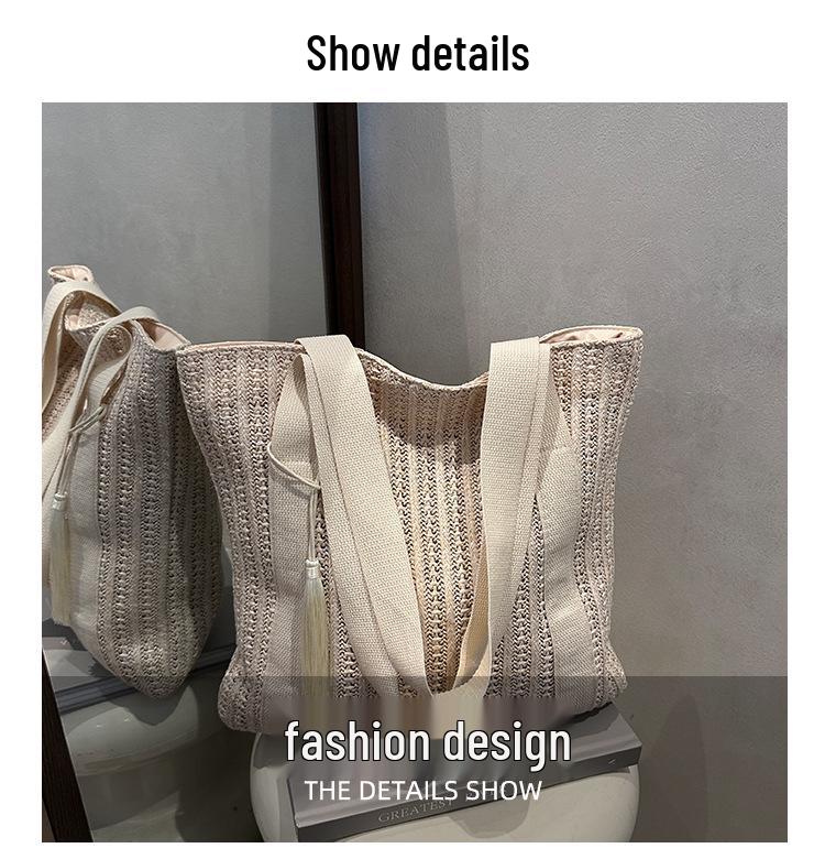Woven Straw Crossbody Shoulder Bag - Large Capacity, Casual & Versatile Women's Summer Handbag