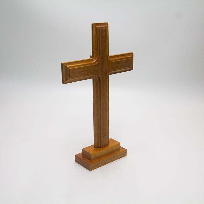 Drewniany krzyż z naturalnej gumy Chrześcijański drewniany krzyż ozdoby Prezent Jezus Drewniany krzyż ścienny Dekoracja