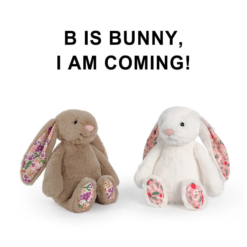 Soft Fluffy Easter Rabbit Plush Toy Cute Long Ears Rabbit Plushies Stuffed Floral Bunny Animal Doll Home Decor Gifts Girl