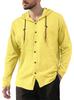 Men's 100% Cotton Hooded Drawstring Shirt, Solid Color Loose Fit Long Sleeve Casual Beach Overshirt for Men