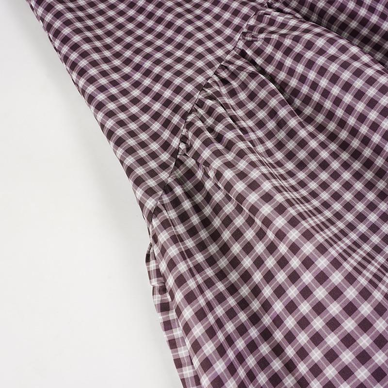 Gonna Lunga a Quadri Vestibilità Slim Fit Pastorale Europea a Vita Bassa - Comoda, Casual, Stile Fanciullesco.