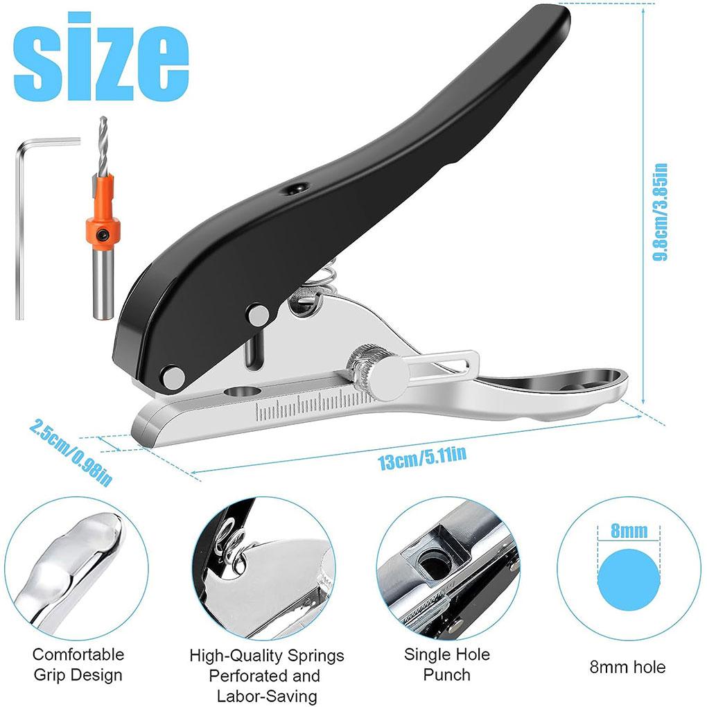 Handheld Punching Tool With Countersunk Precise Punching Hard Film Thin PVC Heavy Duty Hole Puncher