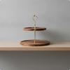 2Tier Dessert Stand Tiered with Wooden Trays Rustic Cake Display Rack for Hosts,
