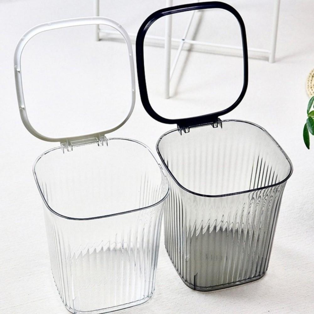 Plastic Trash Basket Thicken Dustbin Washable Transparent Trash Can  Toilet