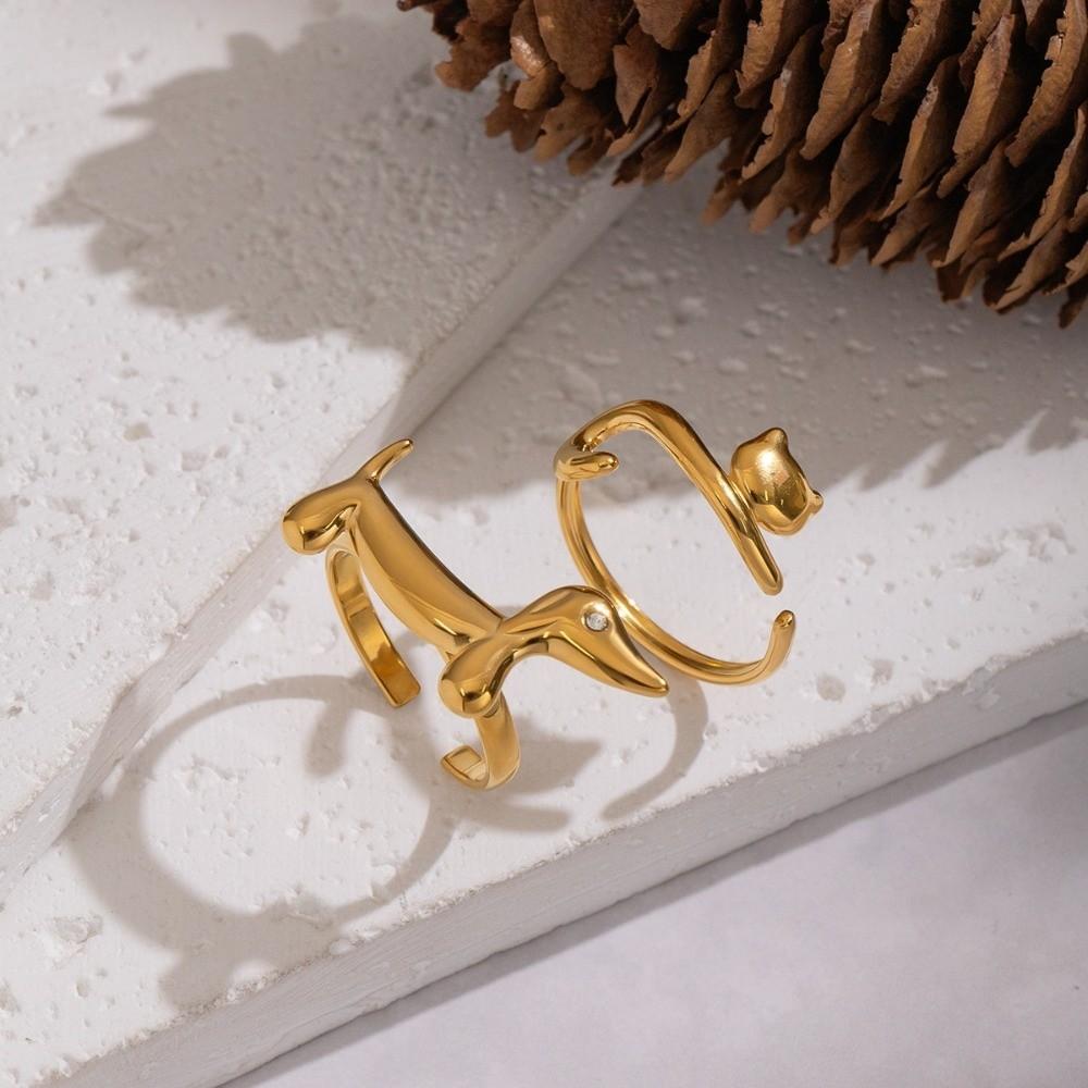 Lines Dog Ring Cartoon Women Jewelry Fashion Opening Ring Party