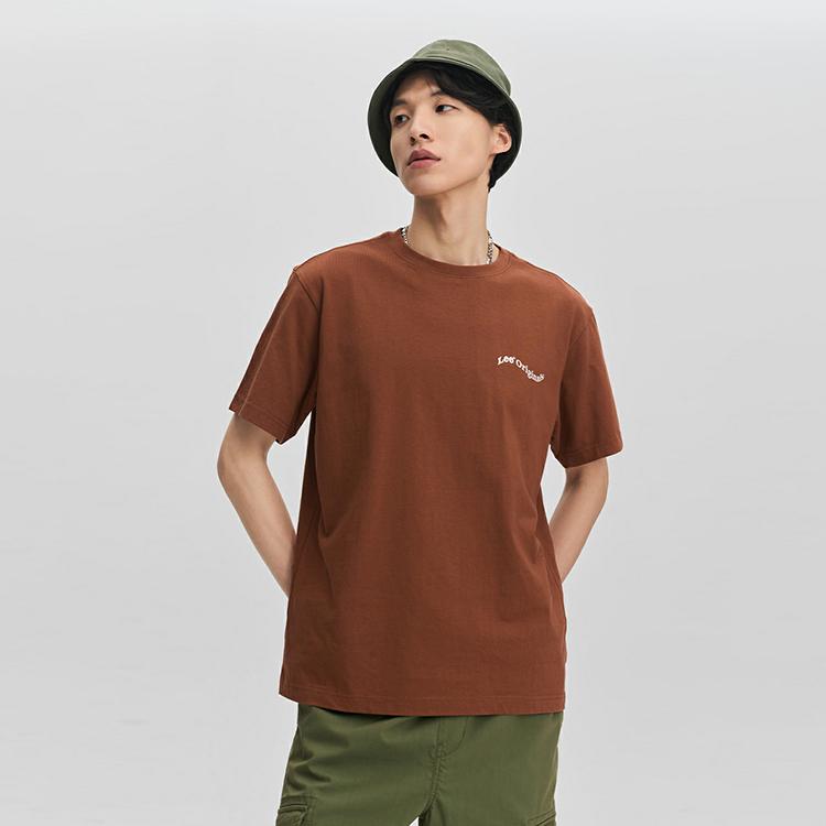 Comfortable Logo Print Round Neck Short Sleeve T-Shirt Men Tops Brown LMT0074723RX00FA05168