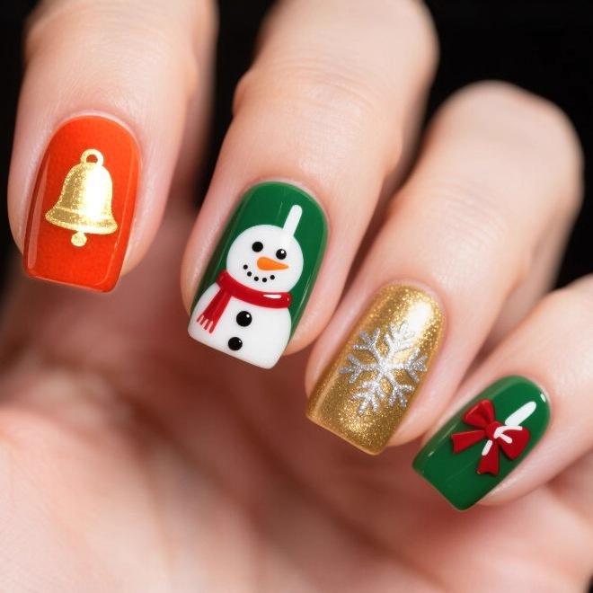 New Manicure Nail Pads European And American Festivals Christmas Elements Medium Rectangular Wearing Nail Pads