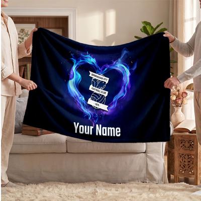 BIRMINGHAM CITY Personalized Fleece Blanket With Football Logo, Custom Name Text Soft Warm Home Throw Blanket