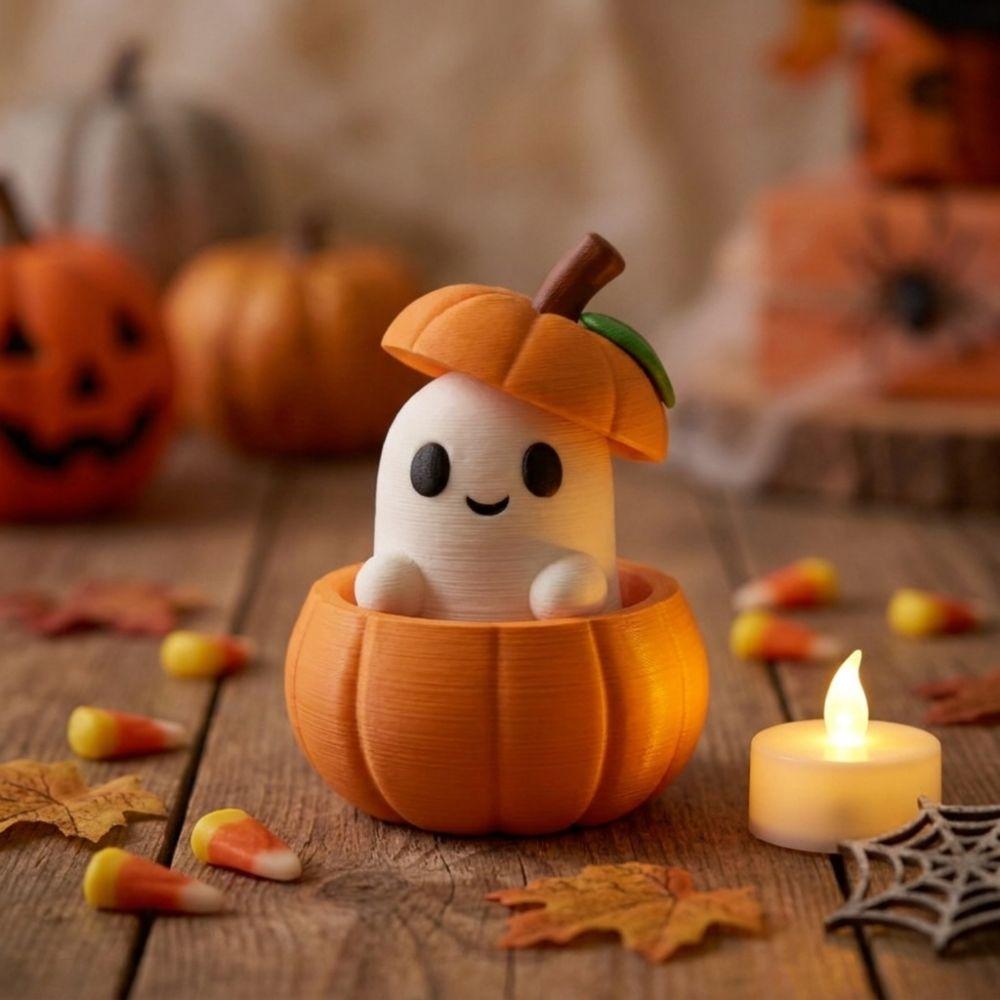 Cartoon Cute Pumpkin Ghost Figurine Funny Pumpkin Ghost Sculpture Window Display
