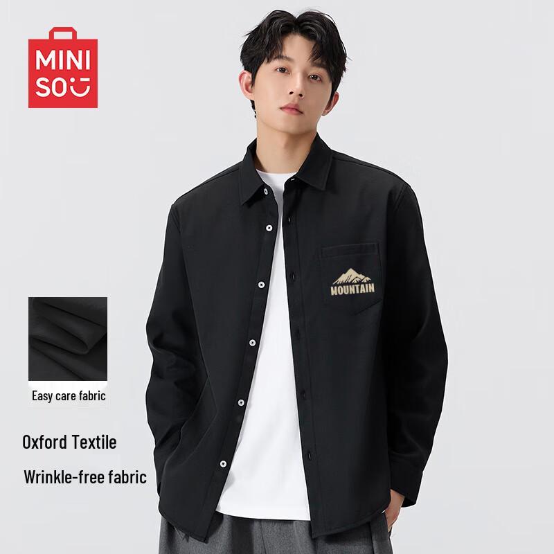 MINISO Men s Casual Long Sleeve Shirt with Mountain Logo 3XL