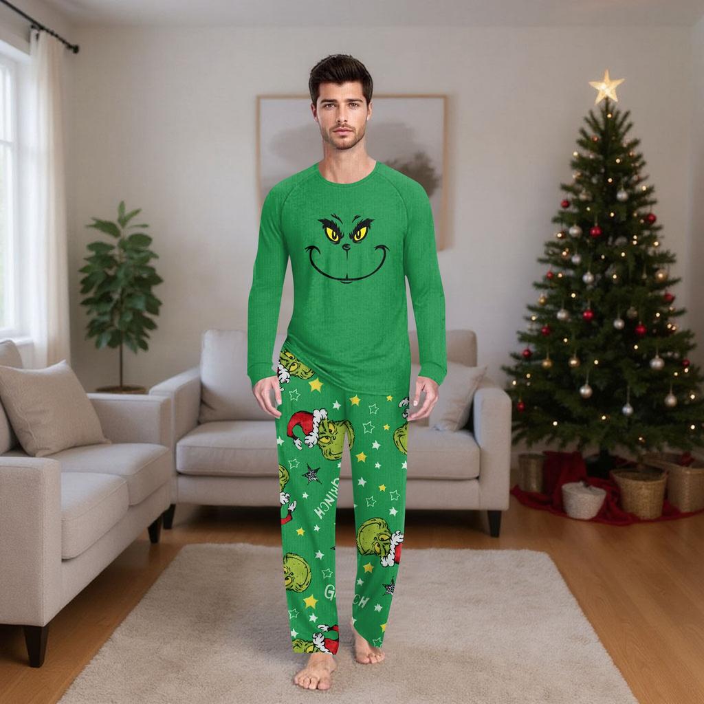 Zestaw rodzinny z długimi rękawami i spodniami w nadruki świąteczne Zestawy rodzinne