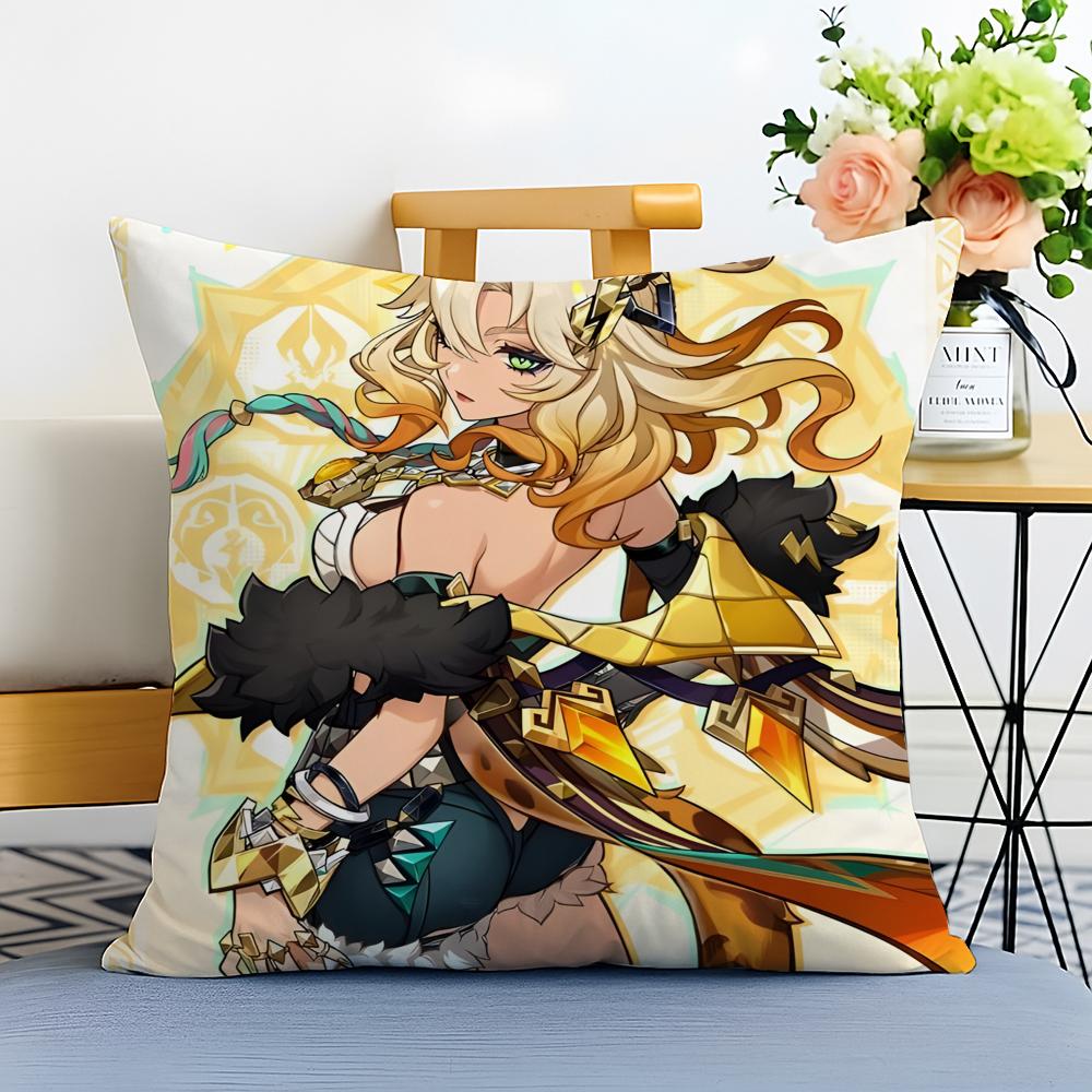Game Genshin Xilonen Cushion Cover Washable Linen Pillowcase Soft For Sofa Bed Cozy Home Room Decor