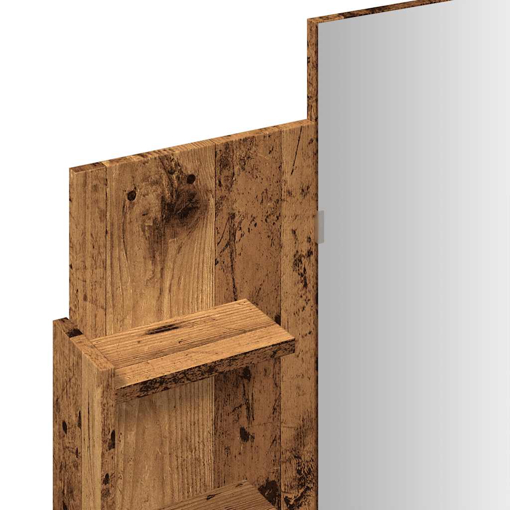 Makeup Table with Mirror Rustic Wood Look 96 x 39 x 142 cm