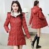 Medium and Long Color Matching Fashionable Warm Cotton Clothes Winter Long Sleeve Hooded Waterproof Slim Cotton Coat