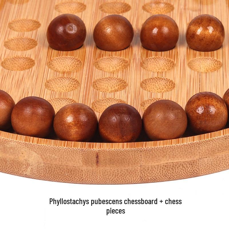 Wooden Peg Solitaire Educational Toy for Kids - Diamond Chess Game