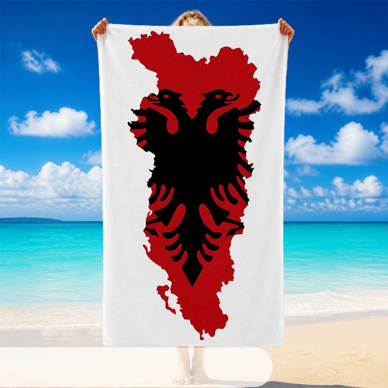 Quick Dry Beach Towel Albania Pattern, Lightweight Absorbent Towel for Pool Beach Vacation Use