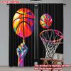 Set Of 2 Flat Printing Drapes Colorful Basketball Digital Printed Polyester Birthday Party Indoor Celebrations Curtain