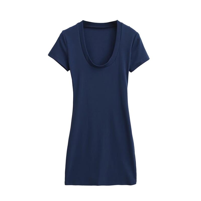 

Women s Retro Slim-Fit Short Dress - U-neck, Waist-Cinching, Short-Sleeved, Pure Desire, Sexy Hip-Hugging Style Medium