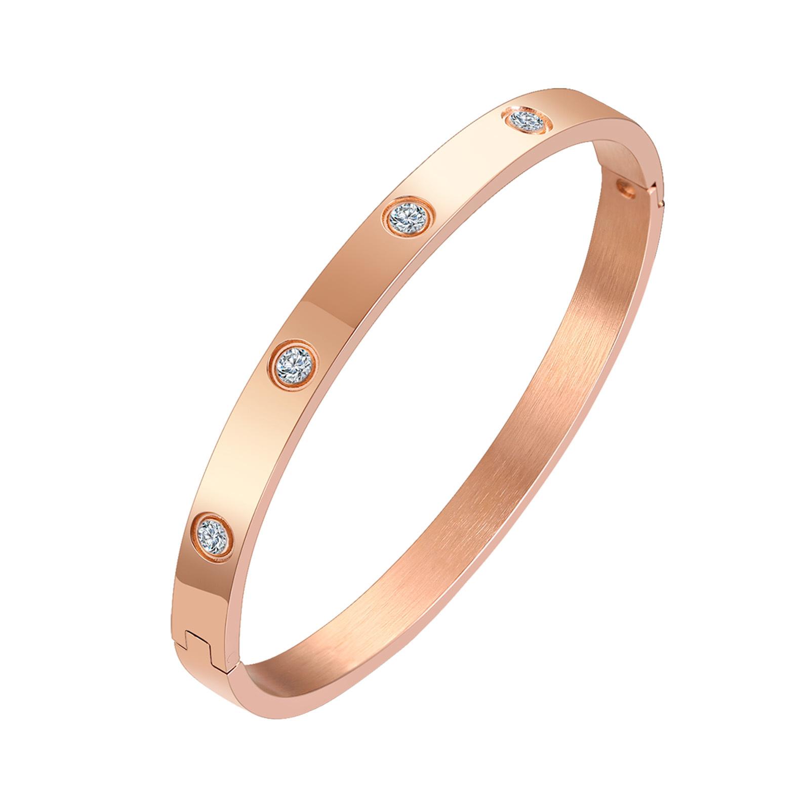 Cubic Zirconia Bangle Bracelet,18K Gold Plated Cuffs, Stainless Steel Jewelry Best Gifts for Valentine s Day Birthdays Gift
