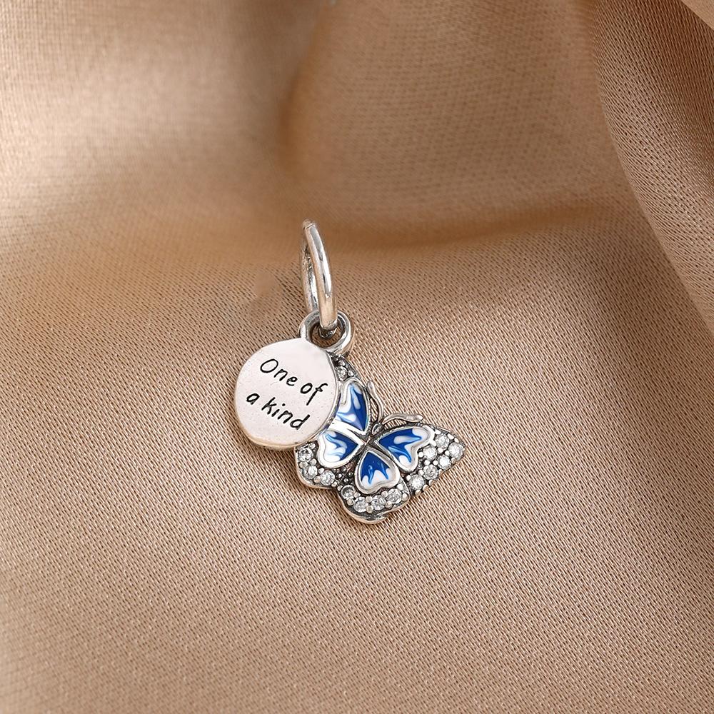 Spring Series Butterfly Pendant Clip Beads Earrings 925Silver Colored Inlaid Stone Fit Exquisite Bracelet Women DIY Jewelry Charm