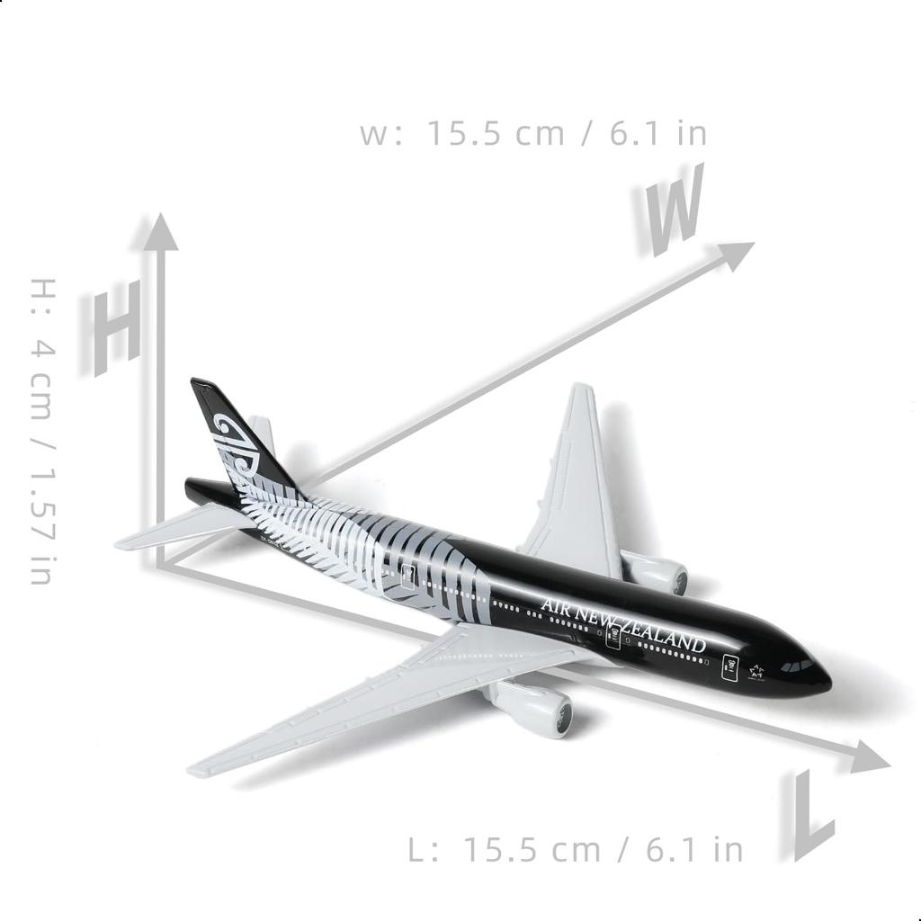QIYUMOKE 1400 Scale New Zealand Boeing 777 Airplane Model, 15.5cm, Diecast Alloy, Fully Assembled, Includes Plastic Stand, Perfect for Desktop