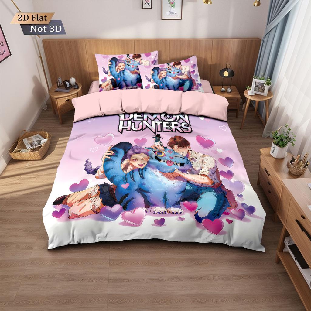 3pcs K-Pop Demon Hunters printed coreless down duvet cover various sizes soft bedroom bedding decoration machine washable