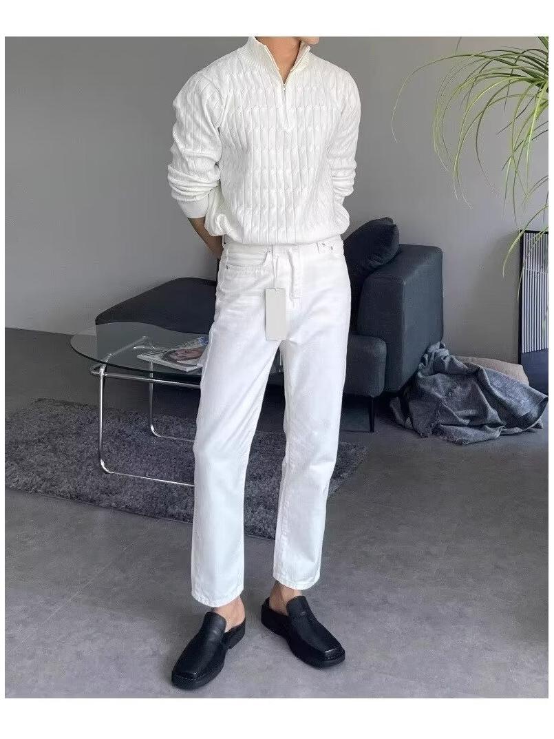 

2023 Мужской модный свитер-пуловер с высоким воротником на молнии - Корейский стиль, зимний свободный крой XXL