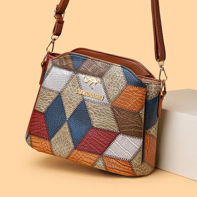 Bolso de mujer de piel sintética bolsos de hombro pequeños para mujer bolsos cruzados color contrastante moda