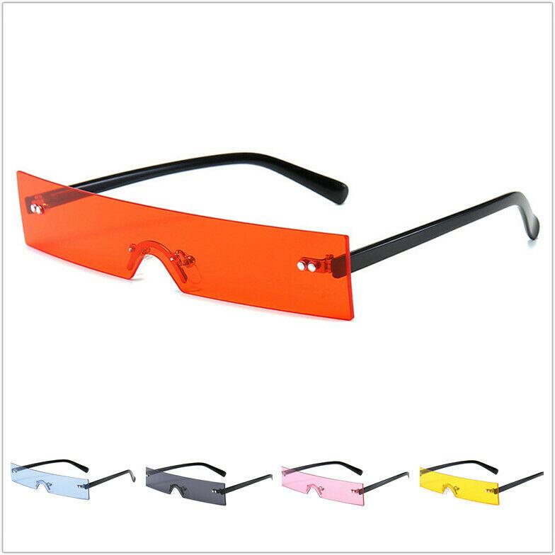 Small Frame Rectangle Goggles Rectangle Sunglasses Women Rimless Integration Goggles Small Frame Sun ...