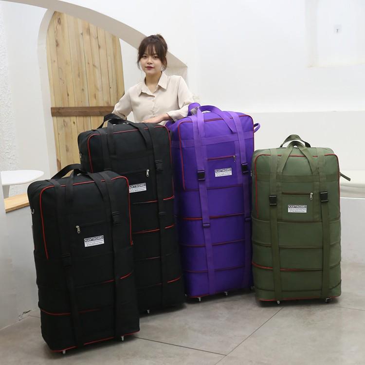 158L Aviation Large Capacity Rolling Travel Bag - Foldable Wheeled Luggage Storage, Oxford Cloth