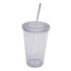 Customizable 16OZ Double-Layer Plastic Straw Cup with Lid and Logo