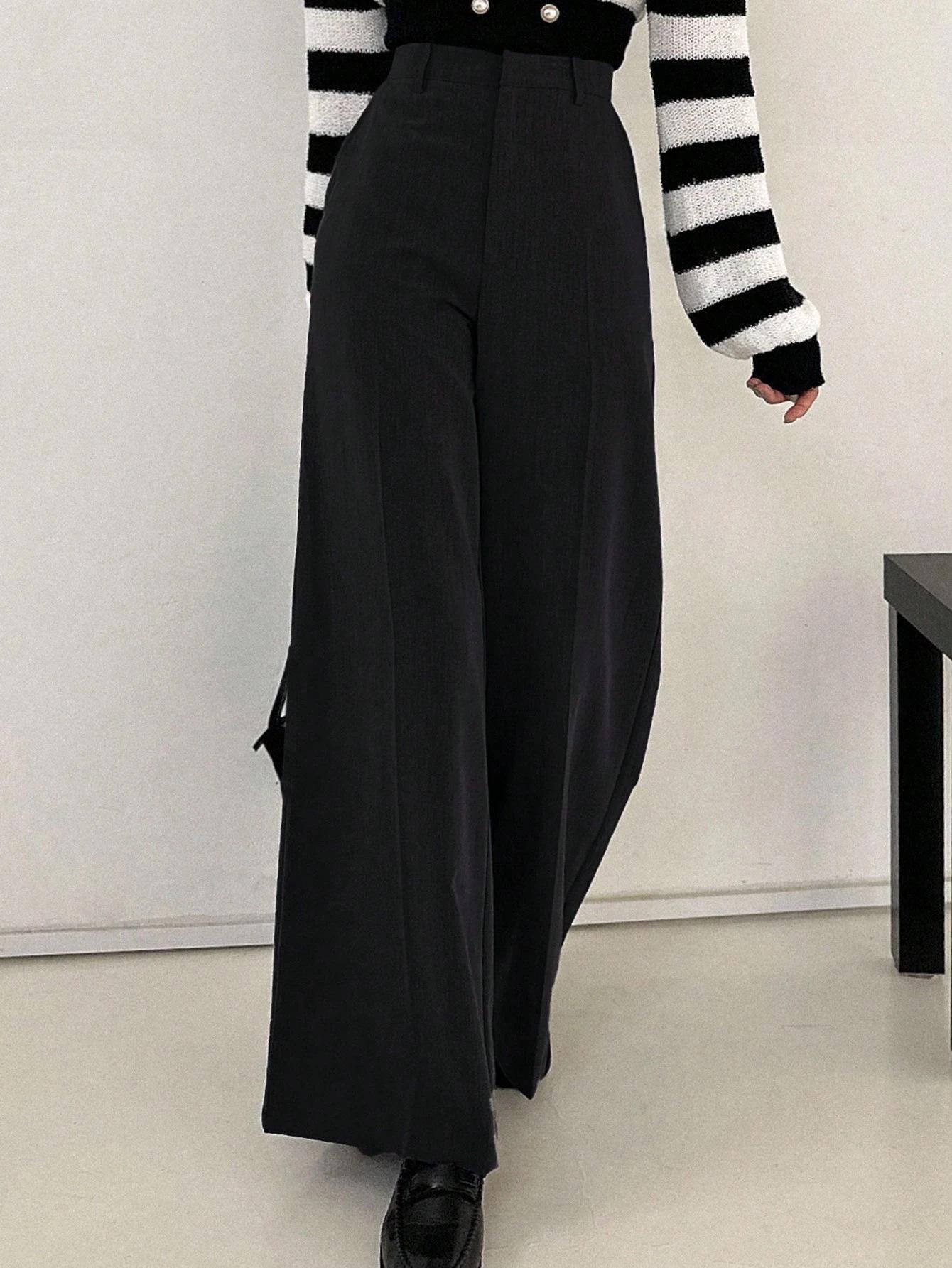 

Petite High-Waist Straight-Leg Formal Trousers for Women L [115-130] чёрный