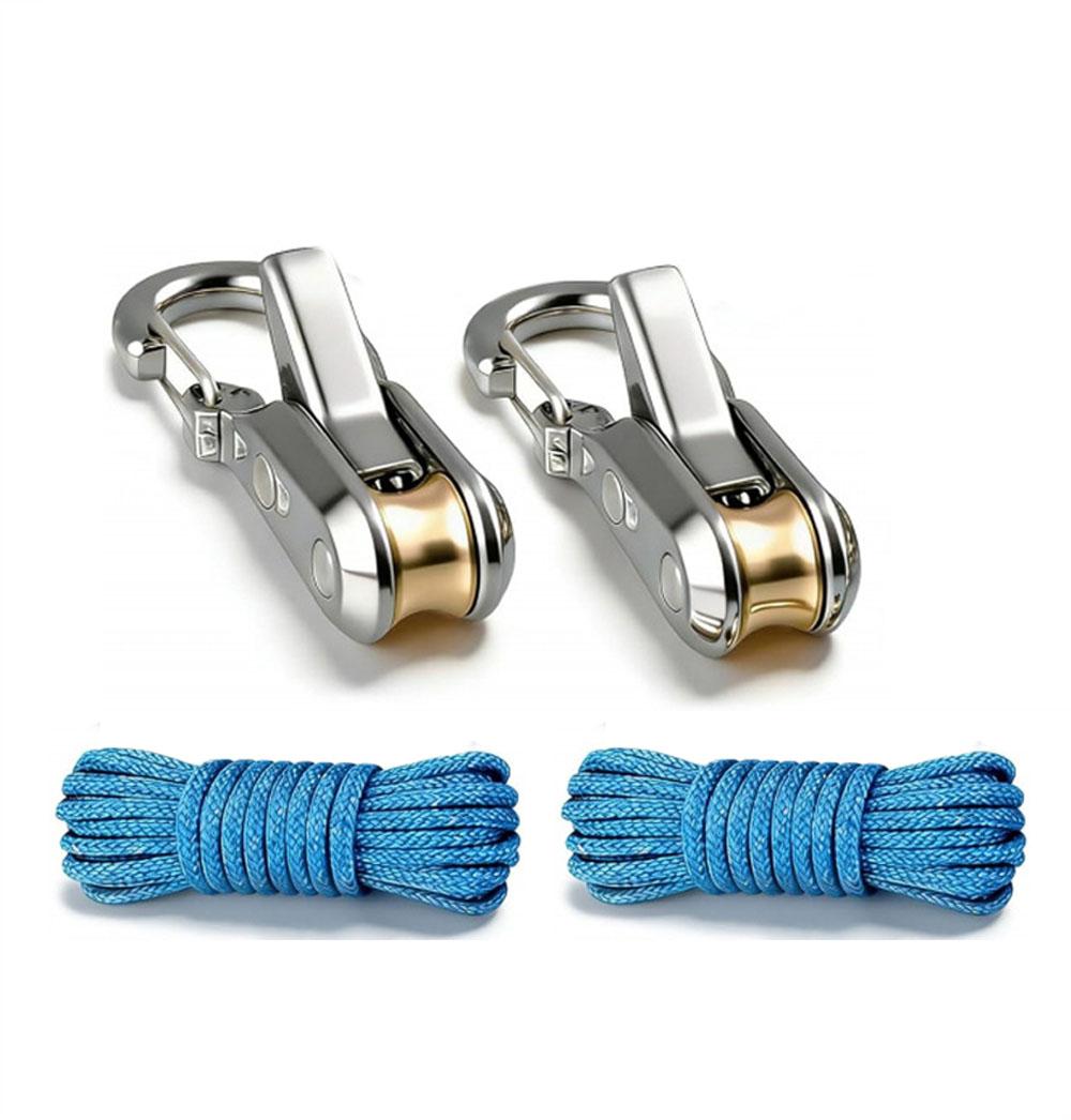2/4/6/8/10 Stück Robuster knotenfreier Seilspanner mit Schnellverstellung und Rollenspanner für Camping, Hängematte, Markise, Ladungssicherung mit 3-4mm Nylonschnur 2pcs gray