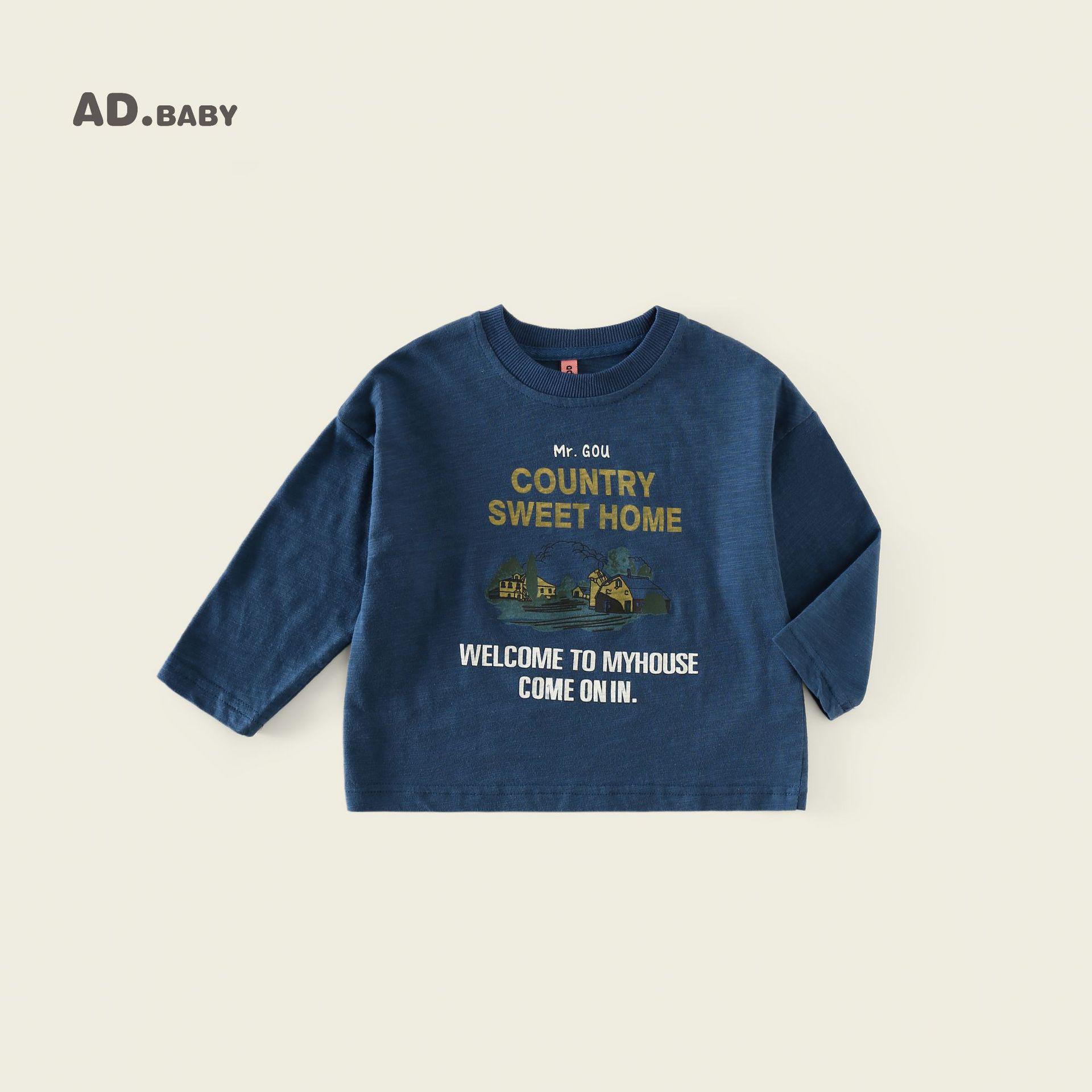 

Детская дышащая футболка с длинным рукавом в корейском стиле для осени - модная и удобная 80 cm синий