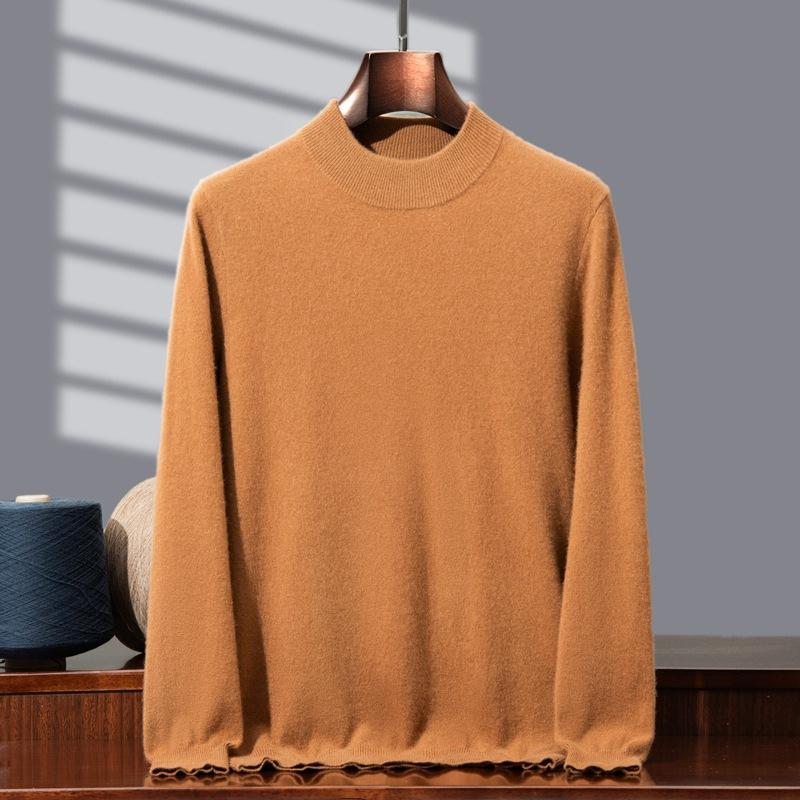 New 100 cashmere sweater semi-turtleneck teen high-end pure cashmere sweater men