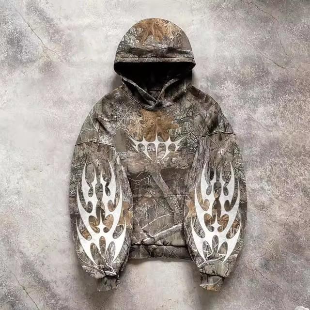 Foreign trade new camouflage 3D print hooded jacket, sweatshirt, loose unisex pullover, street trend
