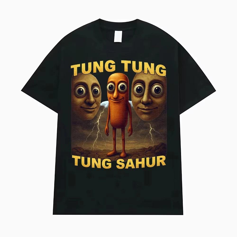 Summer fashion men's T-shirt (DOMIO) Tung Tung Tung Sahur Humorous baseball bat print T-shirt for men humorous style Pure cottot