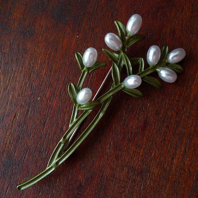 

Винтажная креативная брошь в виде листа растения с жемчугом Антикварная дворцовая праздничная одежда Аксессуары Броши Ювелирные изделия