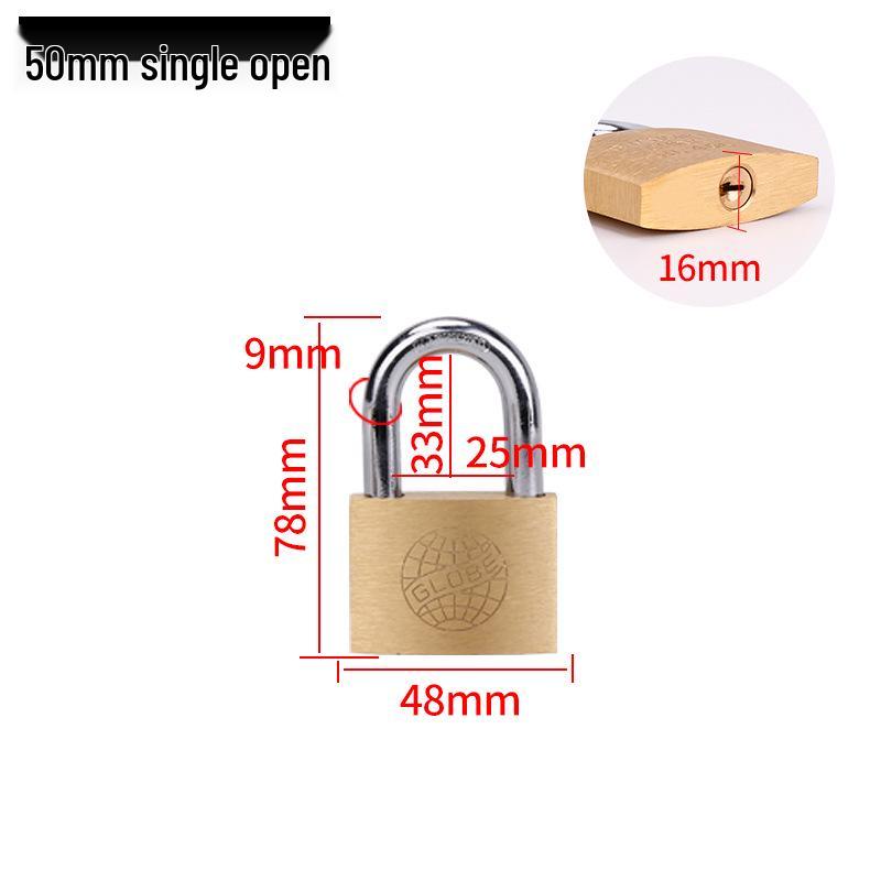 Small Brass Anti-Theft Padlock for Household Doors, Cabinets, and Dormitories with Thickened Lock Head and Key