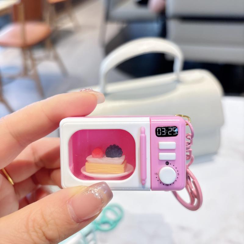 

Креативный брелок для ключей в виде микроволновой печи со светом, кавайный брелок-подвеска для рюкзака в виде печи, шарм, подвеска для сумки, подвеска для автомобиля, брелок для ключей, ювелирные изделия, подарки A3