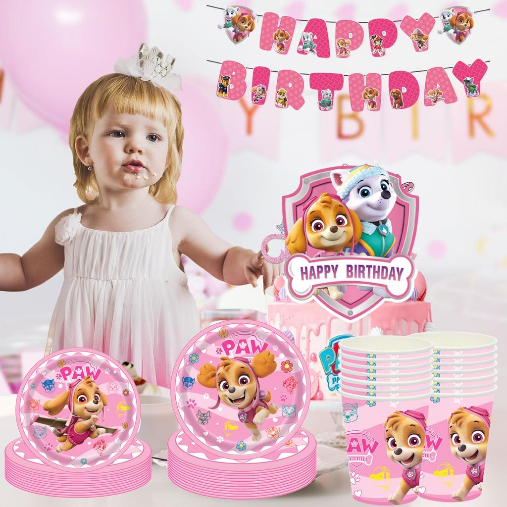 Birthday Decorations Paw Patrol for Girl Paw Patrol Birthday Kit Tablecloth Plate Cup Baby Shower Skye Birthday Party Favors