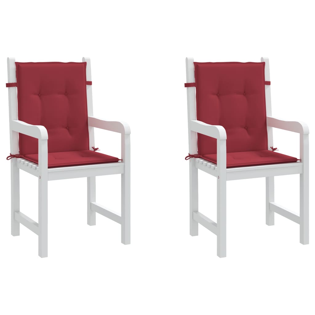 Low Back Garden Chair Cushions 2 pcs Burgundy 100 x 50 x 3 cm