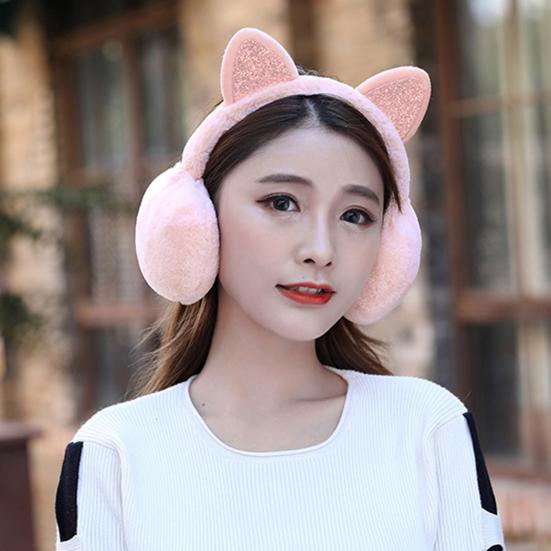 Earmuffs Skin-friendly Cats Ears Design Plush Winter Warm Cats Ear Muffs for Outdoor