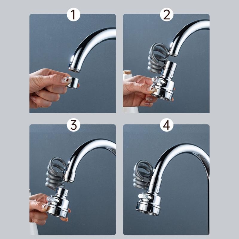 360 Rotating Faucet Nozzle for Kitchen Sinks not Splashes & Water Conservation Sink Attachment Simple Installation