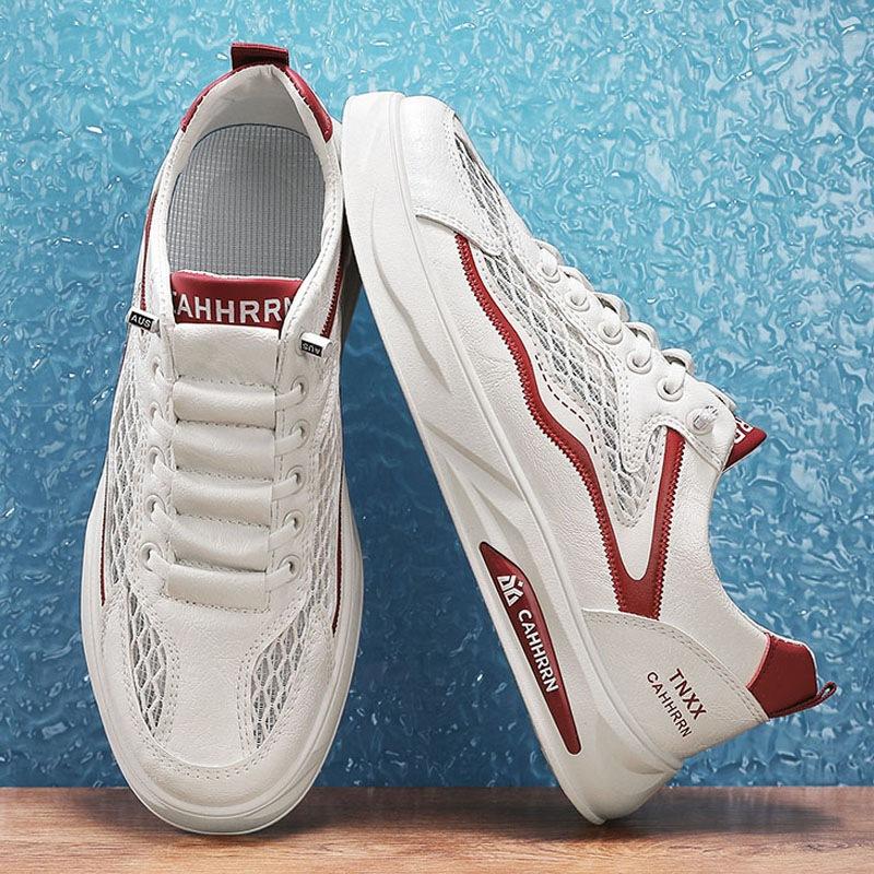 Board Shoes Student Little White Shoes Men's Summer Breathable Big Net Hollow Men's Shoes 2025 New Casual Sports Shoes Youth
