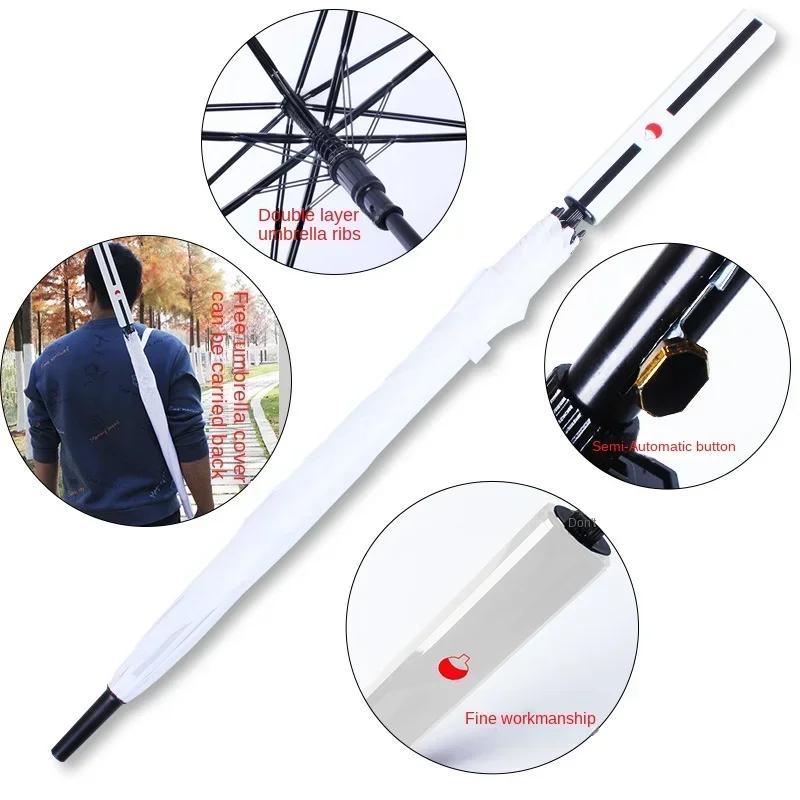 8 Bones Anime Umbrella with Long Handle Windproof Samurai Sword Japanese Ninja-like Sun Rain Straight Beach Umbrella for Gifts