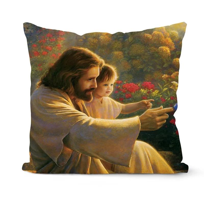 Nativity Cushions Case Retro Oil Painting Christmas Pillowcase Hot Jesus Christ Print Throw Pillows Case Sofa Chair Room Decor
