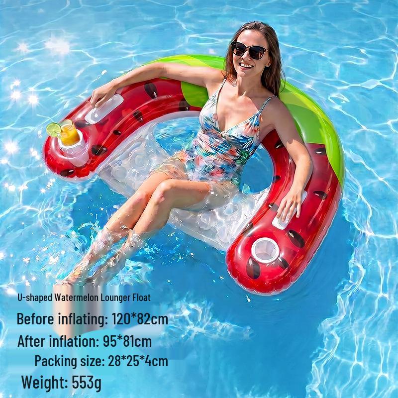 Fire Dragon Fruit Inflatable Water Sofa: Single-Person U-Shaped Pool Float