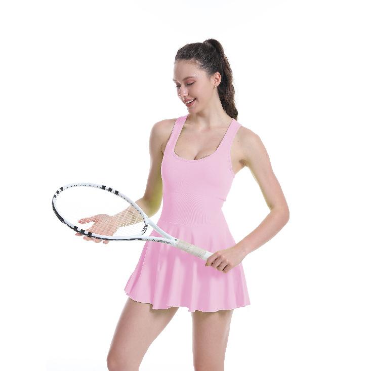 Yoga Dress With Anti Glare Base, Sports Dress With Chest Cushion, Outdoor Running And Fitness Dress For Women