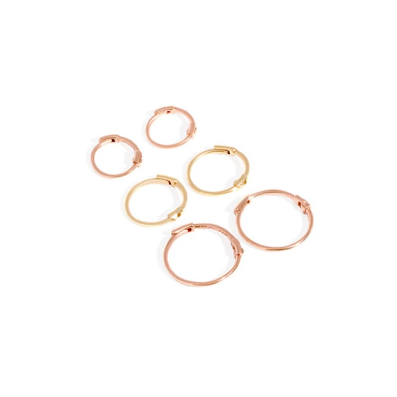 

MAYBETOI 14k Mini Basic One-Touch Ring Earrings (3 sizes) 14K pink gold